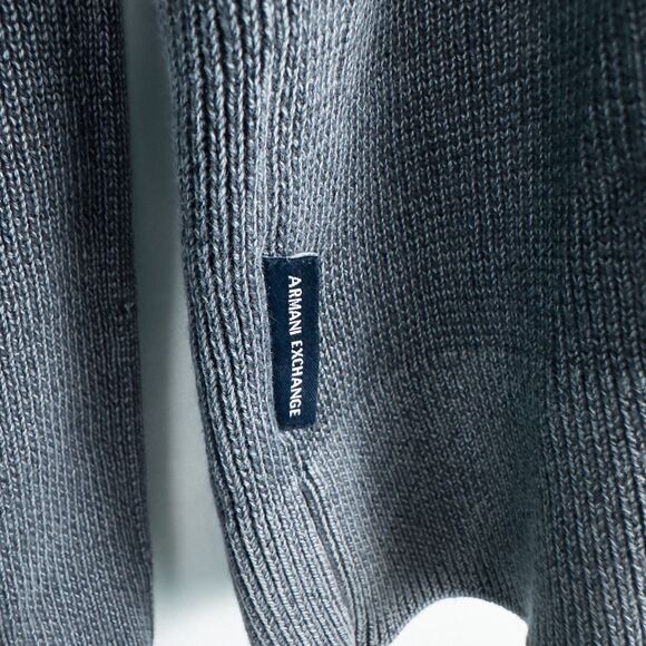 Armani Exchange Cotton Crew Neck Knit Pullover Sweater Mens Small Blue Gray - Picture 9 of 13